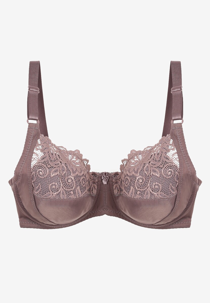 Szary Biustonosz z Regulowanymi Ramiączkami i Usztywnieniem o Koronkowym Wykończeniu Vikiiraea