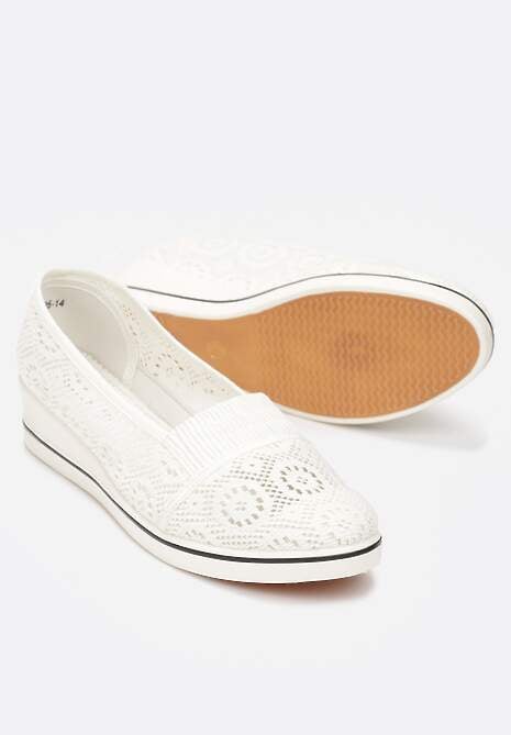 Beżowe Tenisówki z Ażurowej Siateczki na Niskiej Koturnie Nerurae