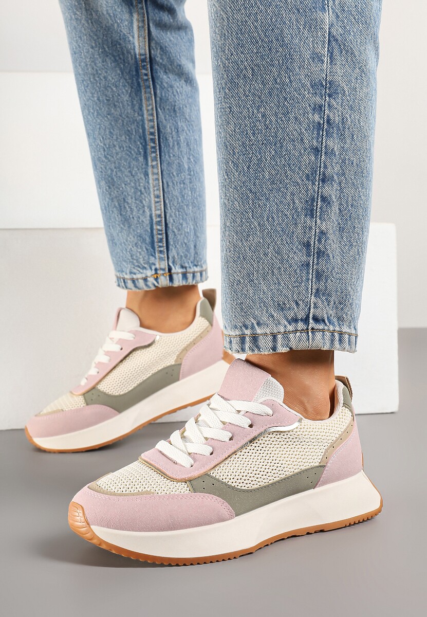 Różowe Sneakersy Ozdobione Geometrycznym Motywem Calgis