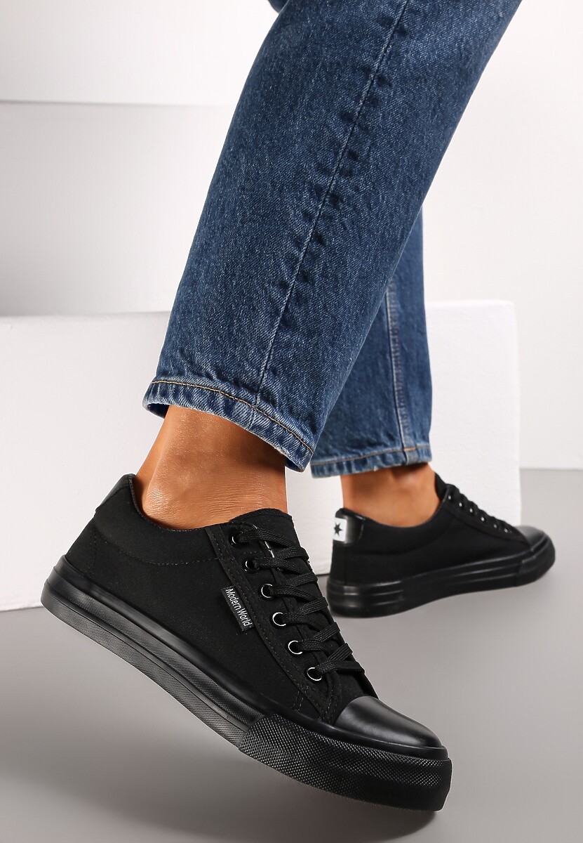 Czarne Trampki Sznurowane przed Kostkę Avanes