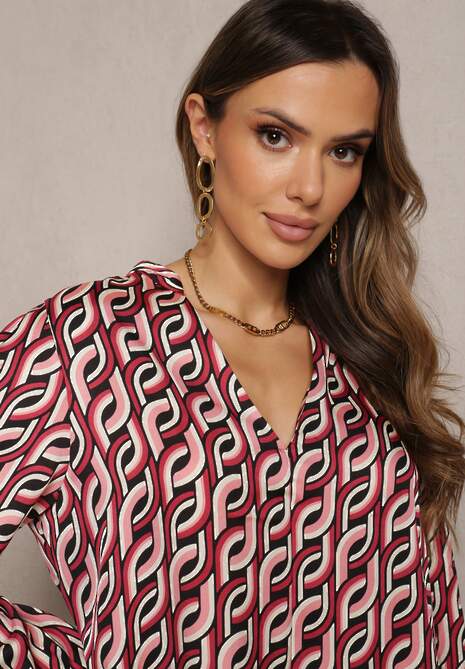 Czerwona Rozkloszowana Sukienka z Falbanką i Dekoltem w Serek Sekele