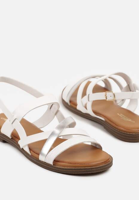 Białe Sandały z Ozdobnymi Paskami Davirena