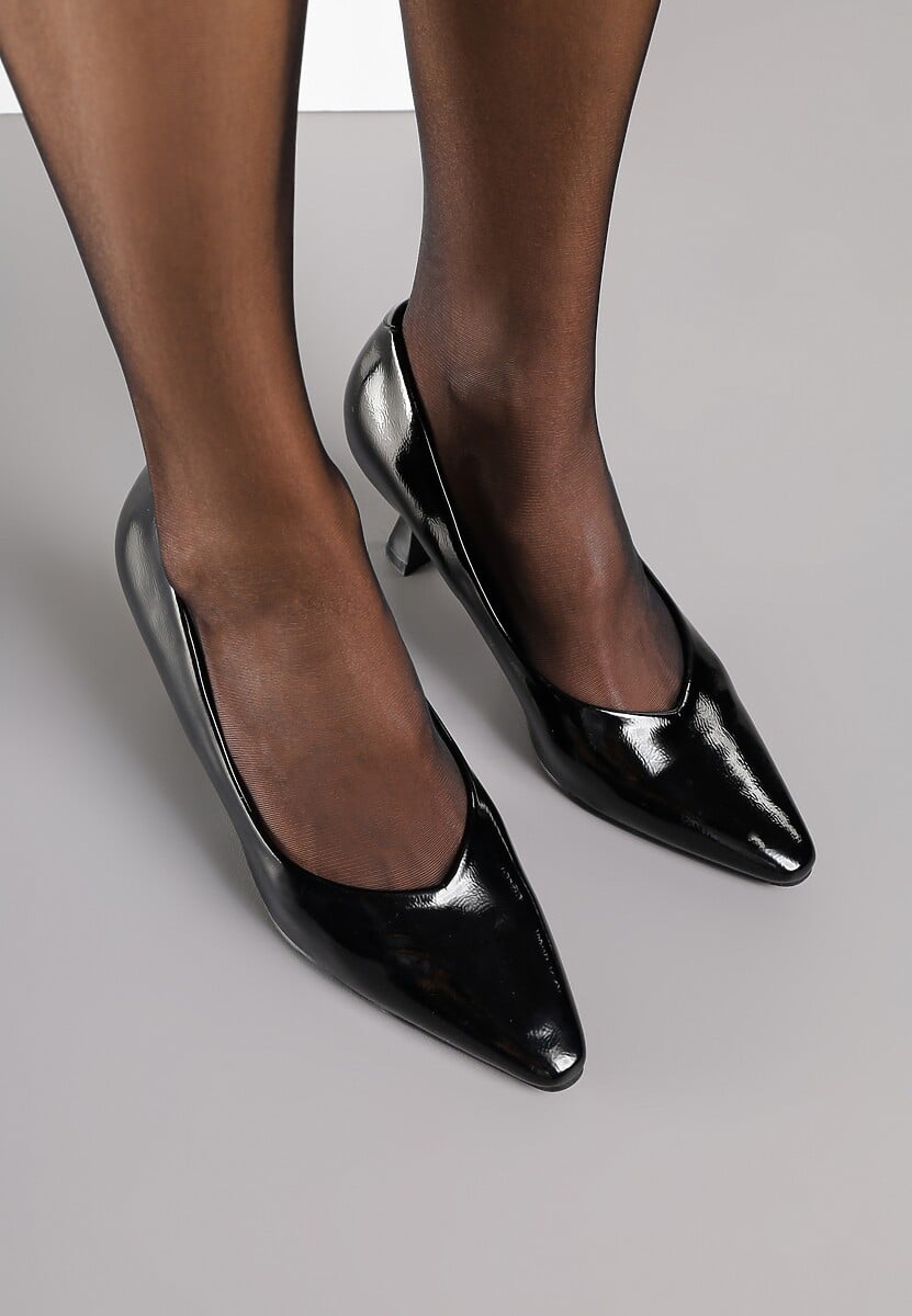 Czarne Eleganckie Czółenka Vices na Klepsydrze ze Skórzaną Wkładką Dedvire