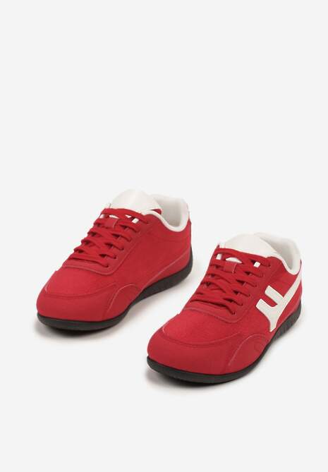 Czerwone Sneakersy z Geometrycznym Motywem Arpolia