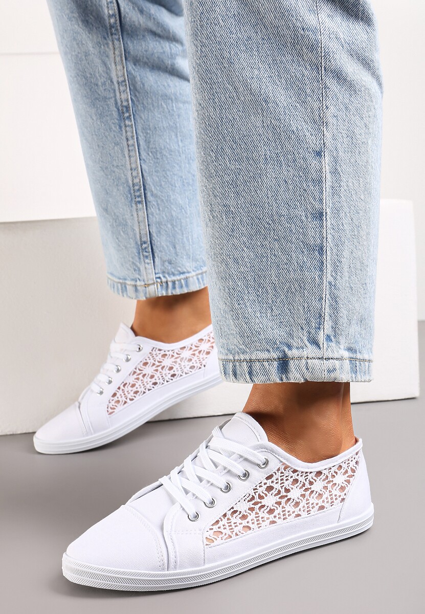 Pomarańczowe Tenisówki z Ażurowymi Wstawkami Po Bokach Salessa