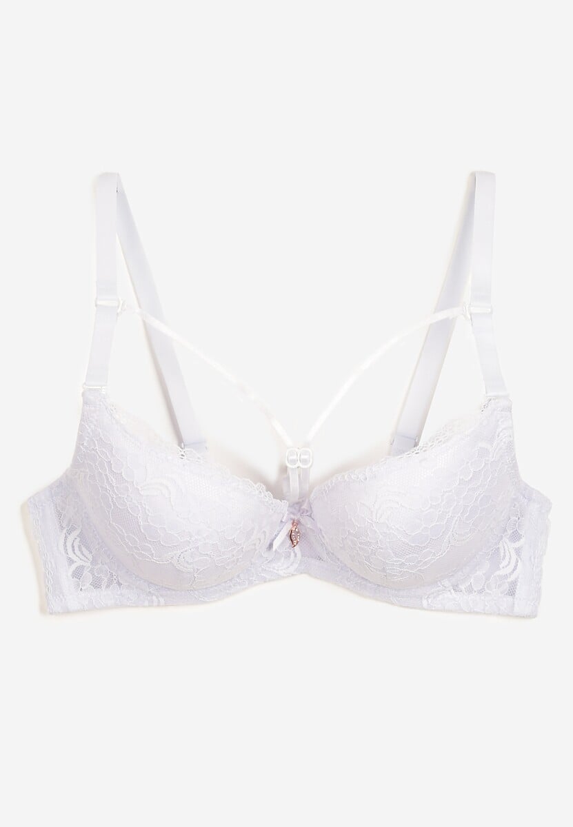 Biały Biustonosz Full Cup z Koronką Tinallore