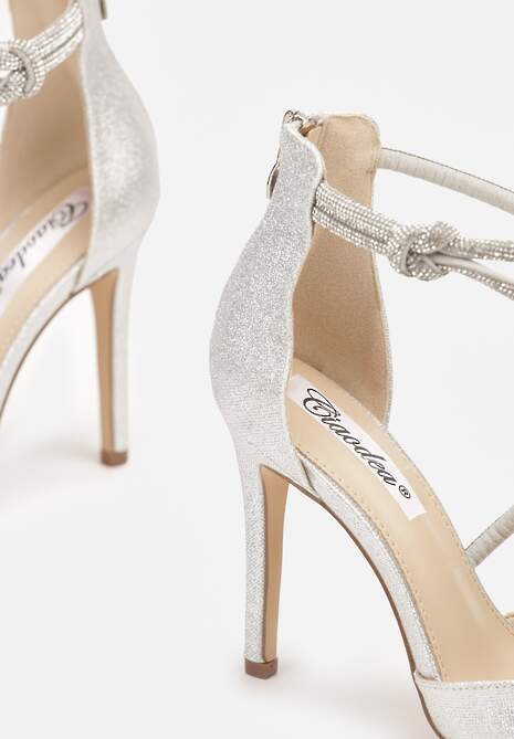 Srebrne Eleganckie Szpilki z Cyrkoniowymi Paskami Alennia