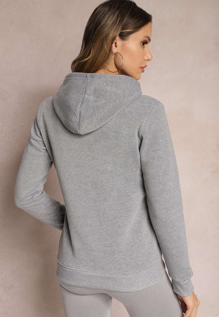 Szara Bluza Kangurka ze Ściągaczami z Nadrukiem i Polarem Simunsa