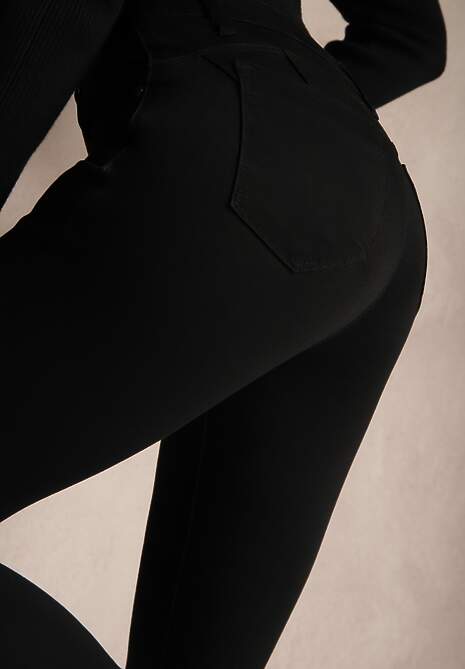 Czarne Jeansy z Bawełną Skinny High Waist Push Up Totanna