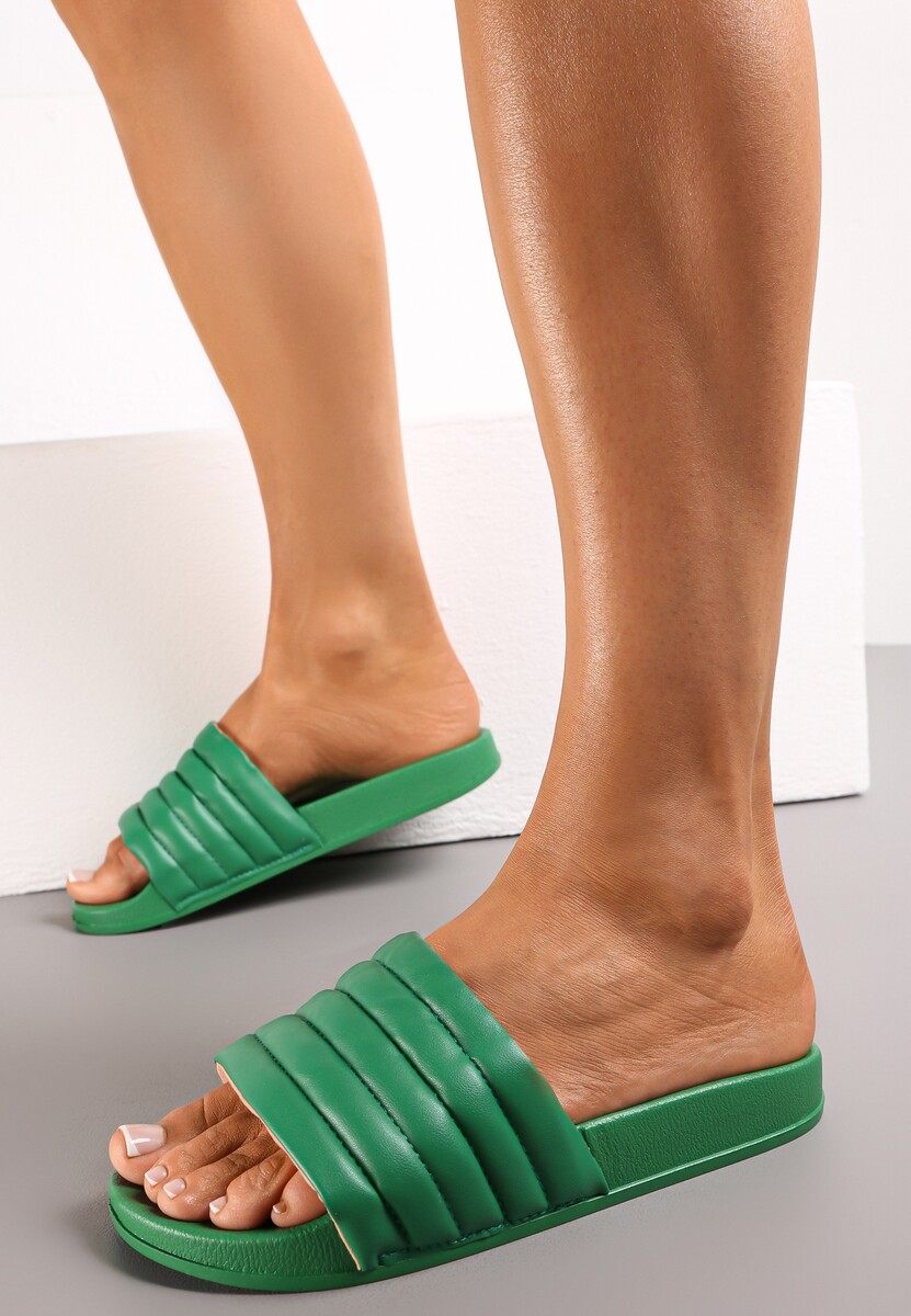 Różowe Klapki Basenowe z Szerokim Paskiem z Pikowaniem Tandra