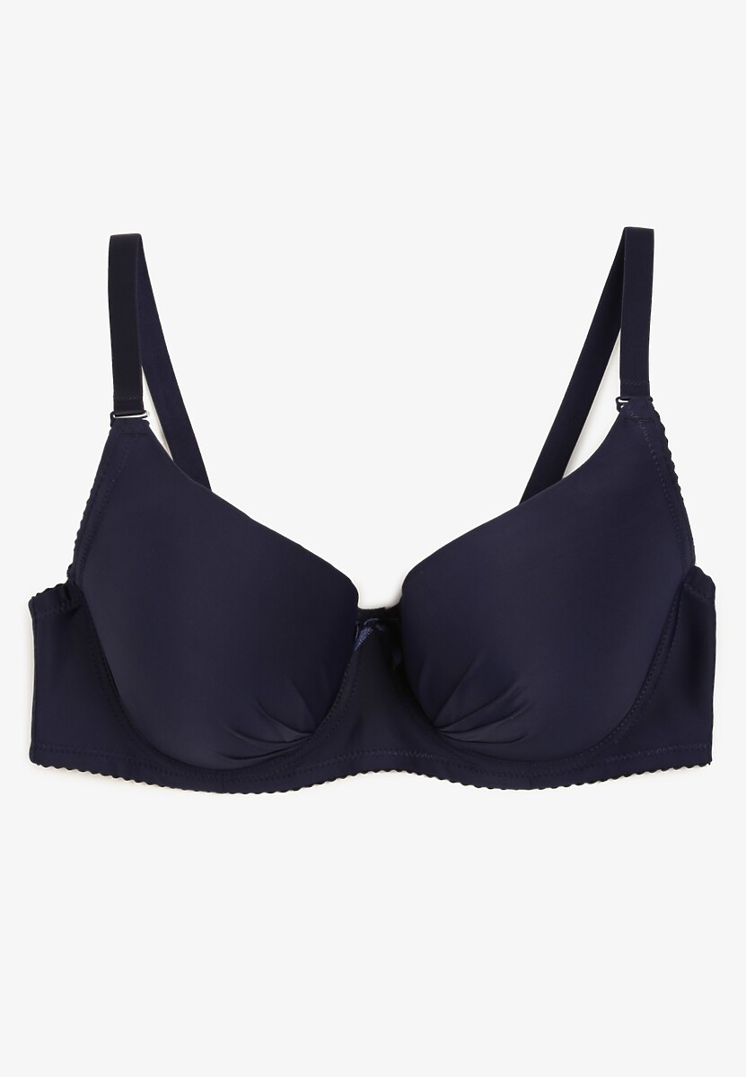 Granatowy Gładki Biustonosz Full-Cup Crisannas