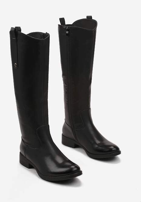 Czarne Kozaki Muszkieterki przed Kolano Budrey