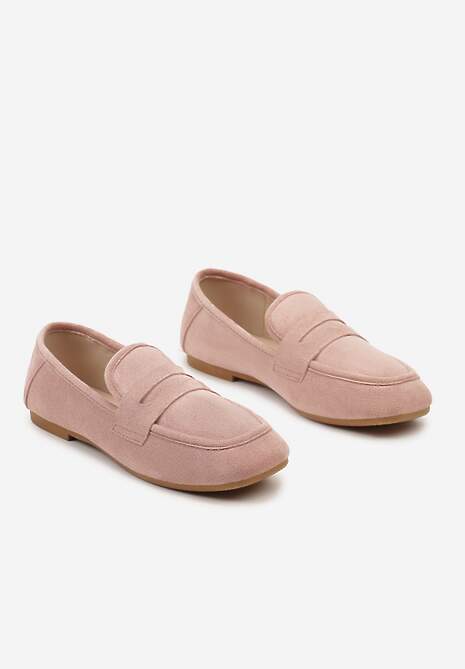 Różowe Casualowe Wsuwane Mokasyny na Płaskiej Podeszwie z Ozdobnym Elementem na Przodzie Janesstia
