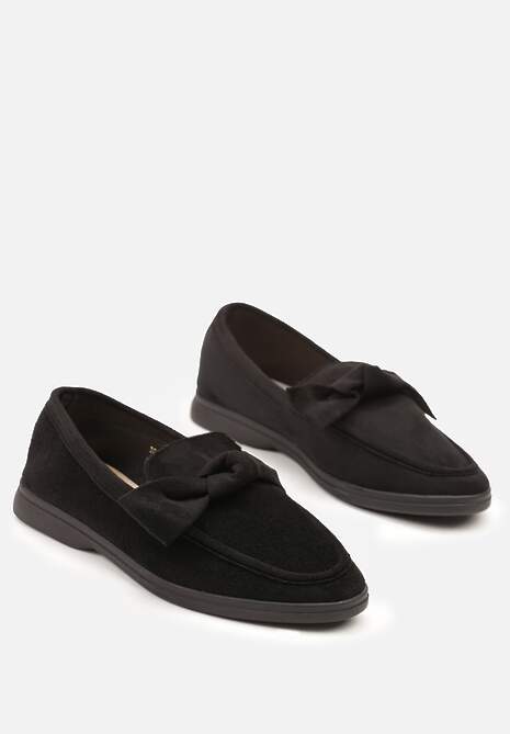Czarne Mokasyny z Aplikacją Kokardek Tulavira