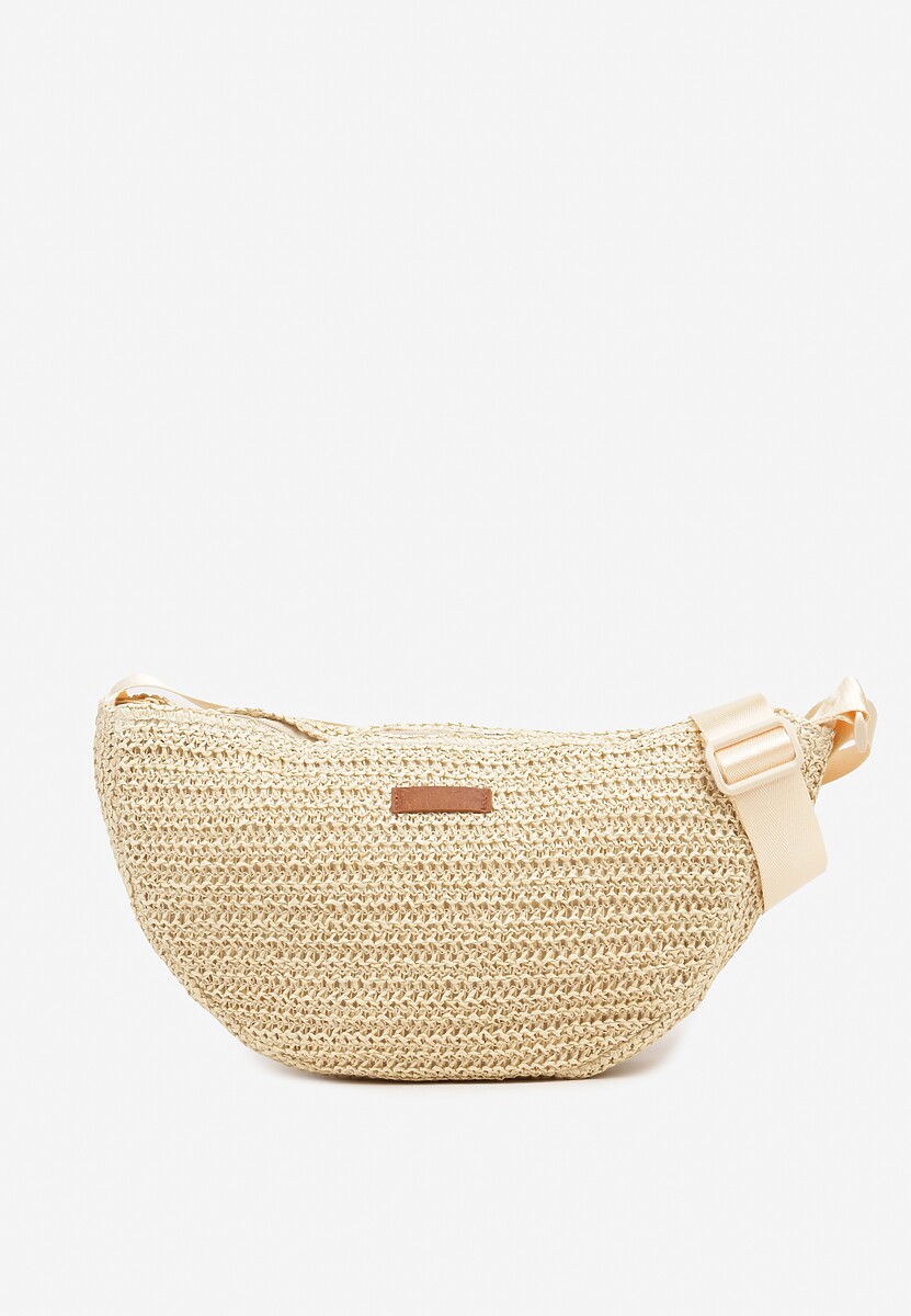 Beżowa Torebka Listonoszka z Plecionki Galisenia