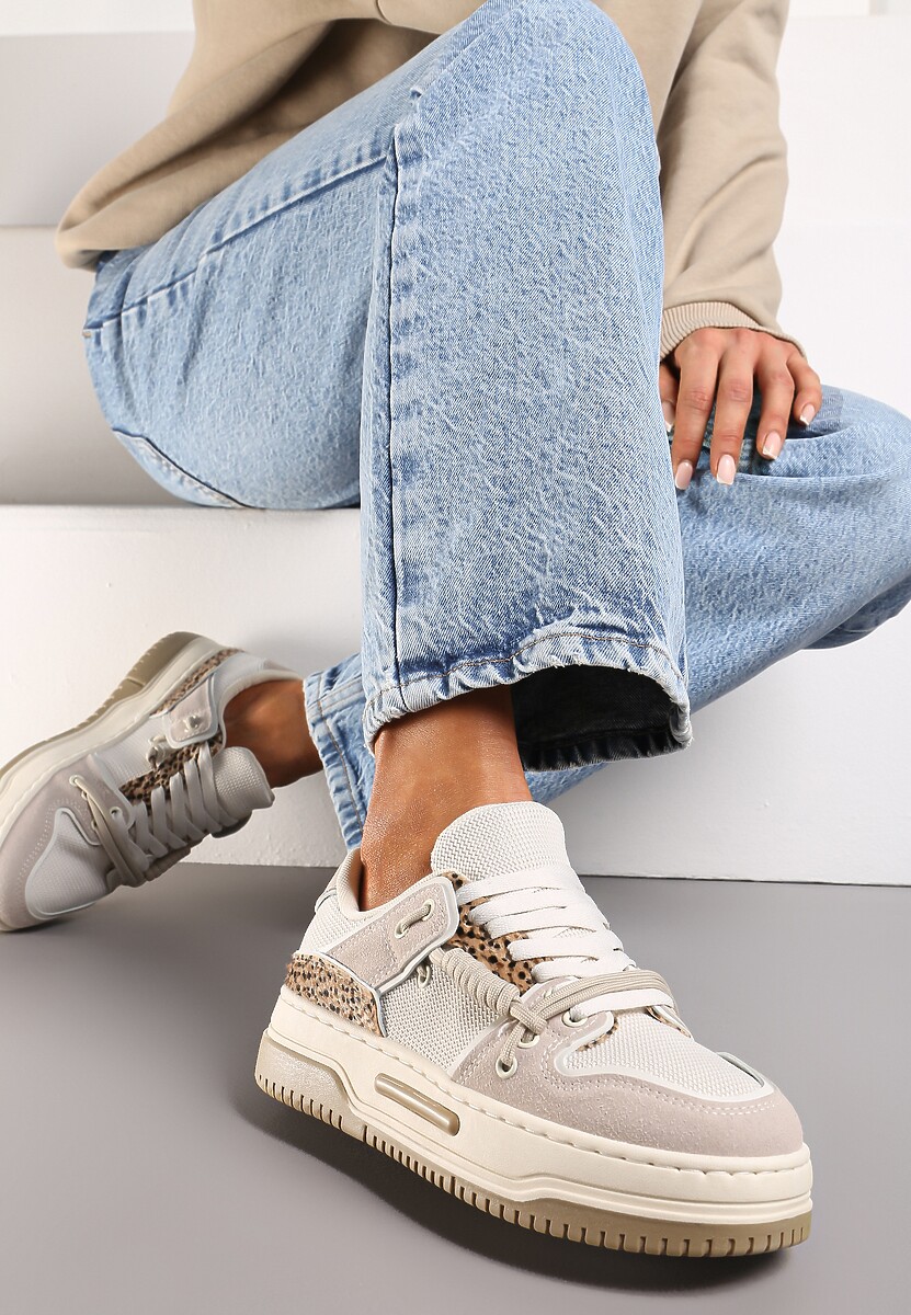 Niebieskie Sneakersy na Platformie z Ozdobnymi Sznurówkami Aqara