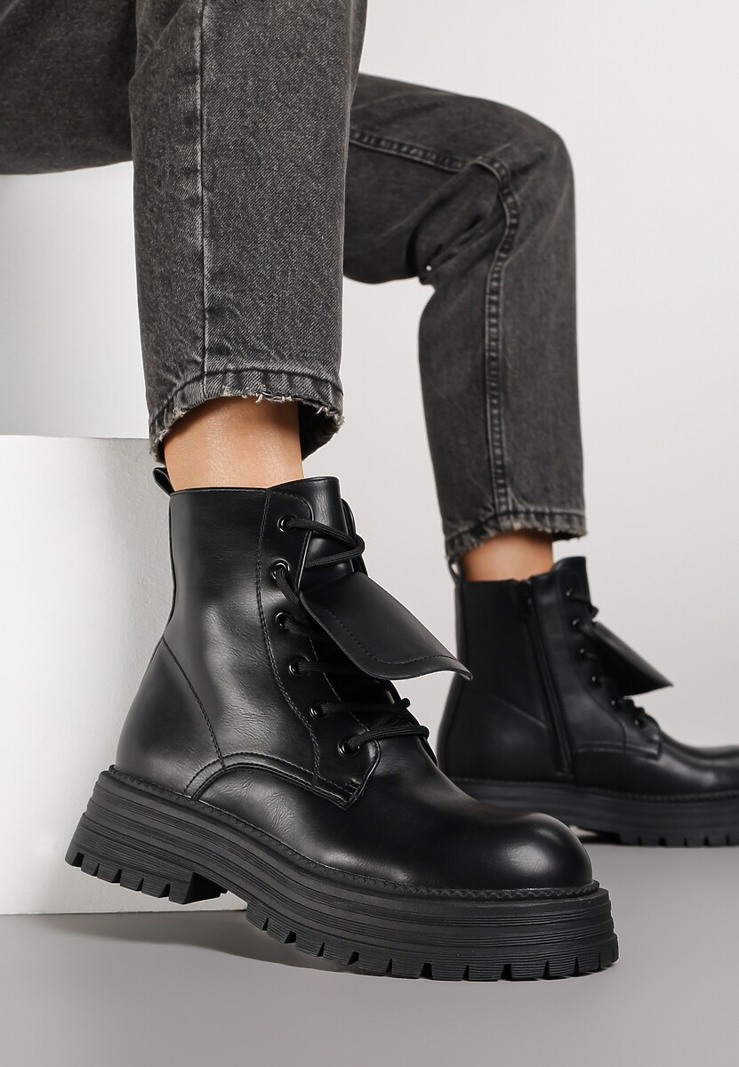 Czarne Casualowe Botki Typu Workery Vemarine