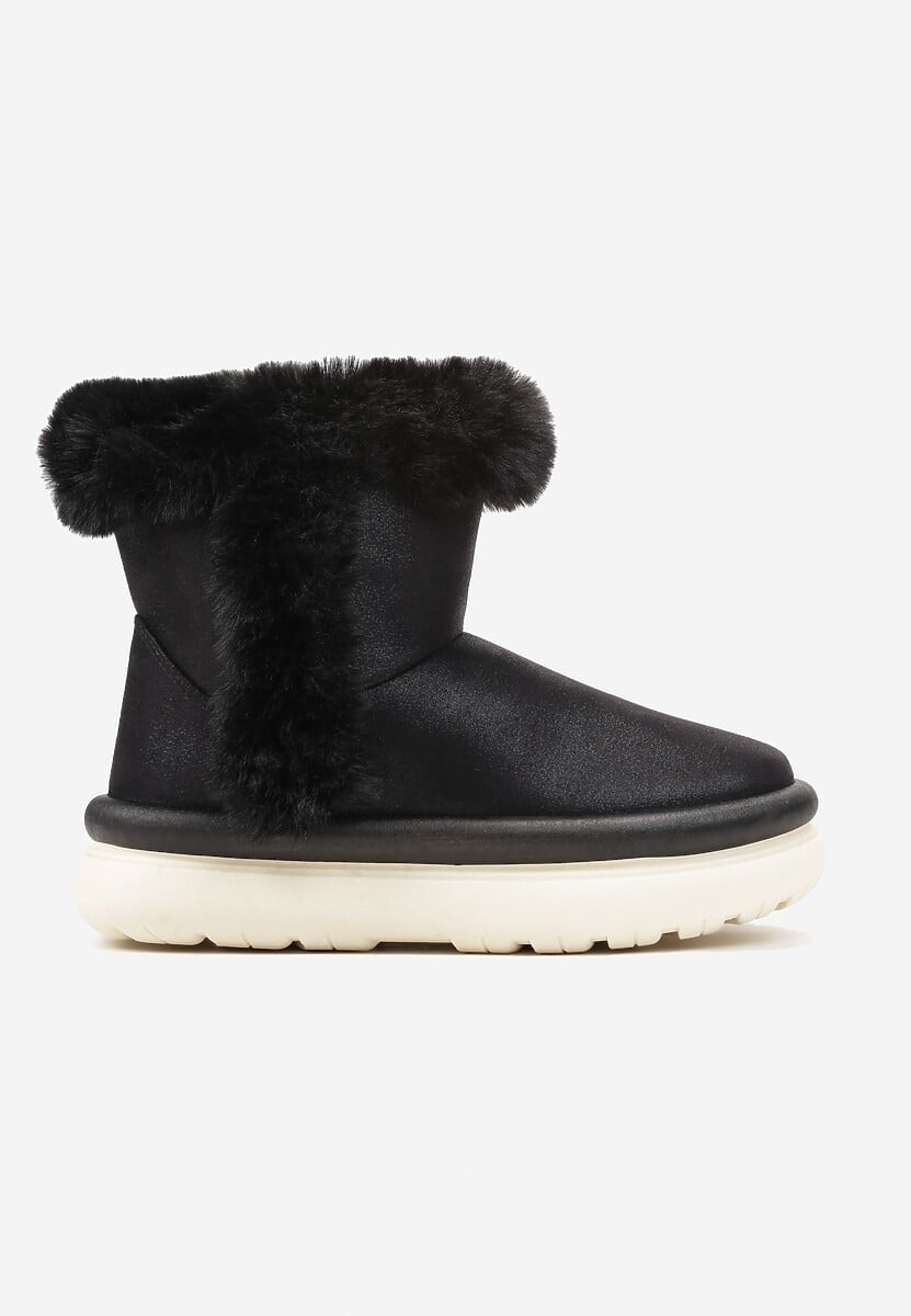 Czarne Śniegowce za Kostkę z Futerkiem na Platformie Daxolina
