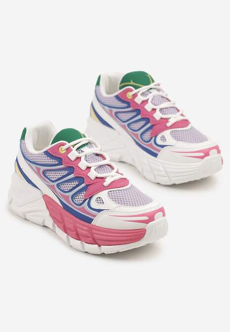 Fuksjowe Sneakersy Streetwearowe na Tłoczonej Platformie Tertewia