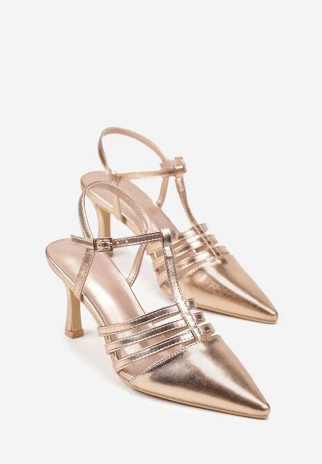 Szampańskie Sandały Vices na Obcasie Typu Szpilka Tirenella