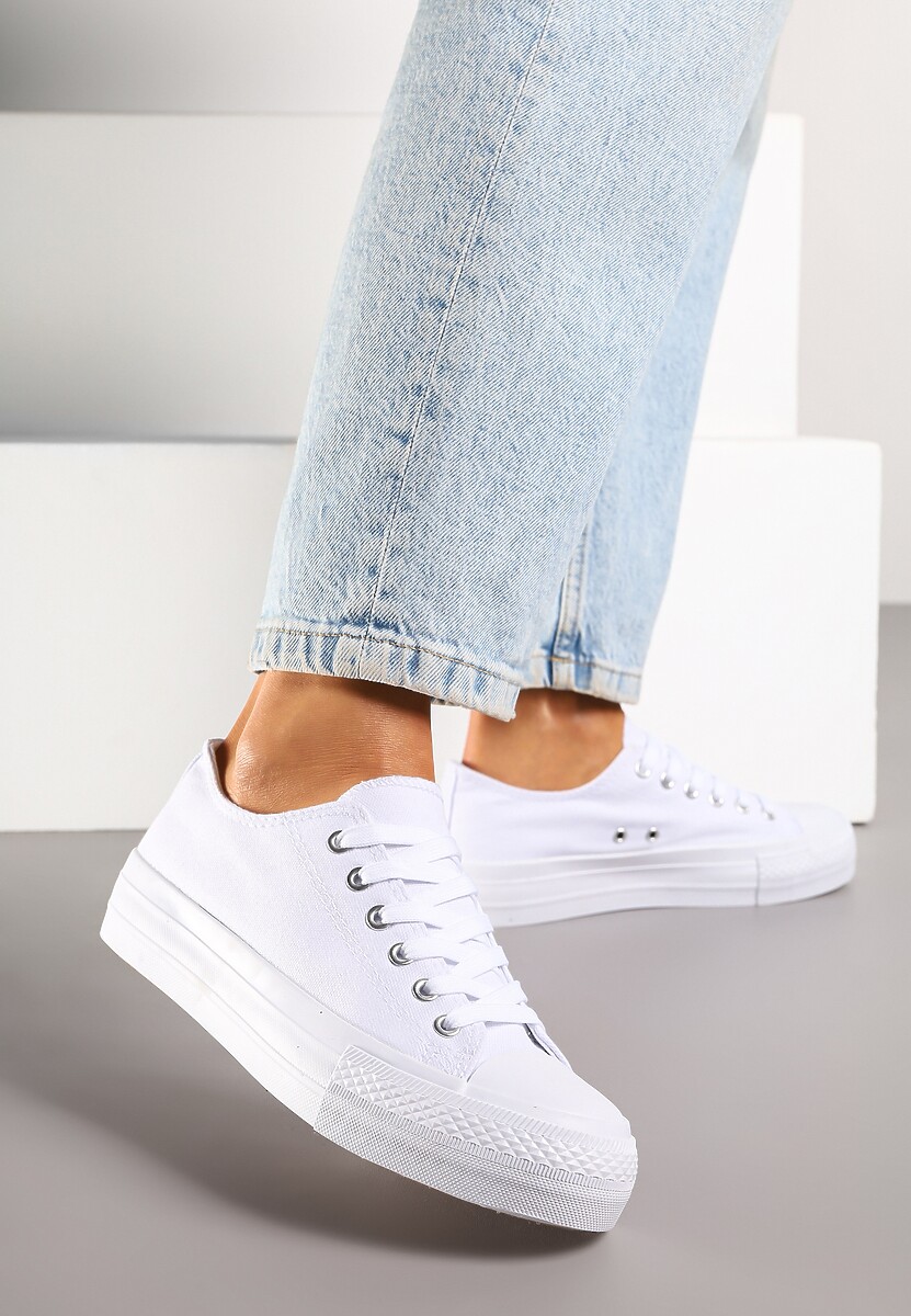 Białe Trampki Vices na Platformie z Niską Cholewką Tiloria