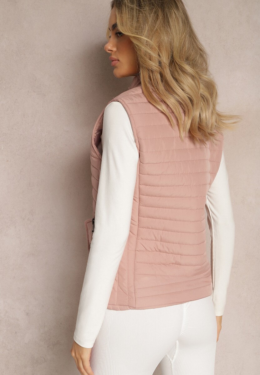 Różowa Kamizelka Bezrękawnik z Klasycznym Pikowaniem Catilla