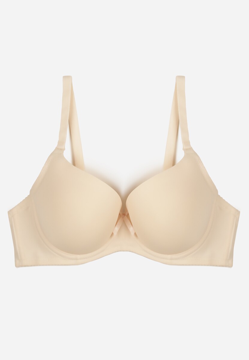 Beżowy Gładki Biustonosz o Klasycznym Fasonie Arriethia