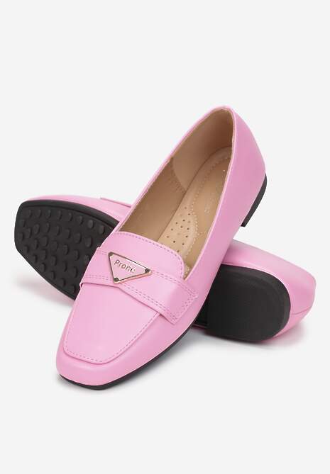 Różowe Mokasyny Loafersy z Klamerką i Płaską Podeszwą Kelse