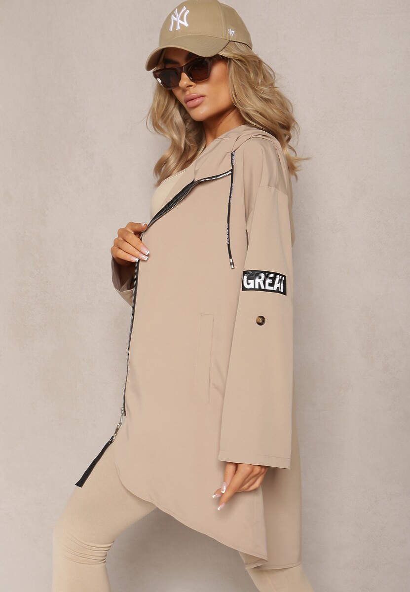 Beżowa Kurtka Wiatrówka Oversize Palishe