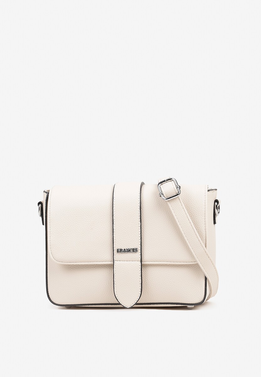 Biała Torebka Typu Listonoszka z Klapą Zdobiona Aplikacją Niraline