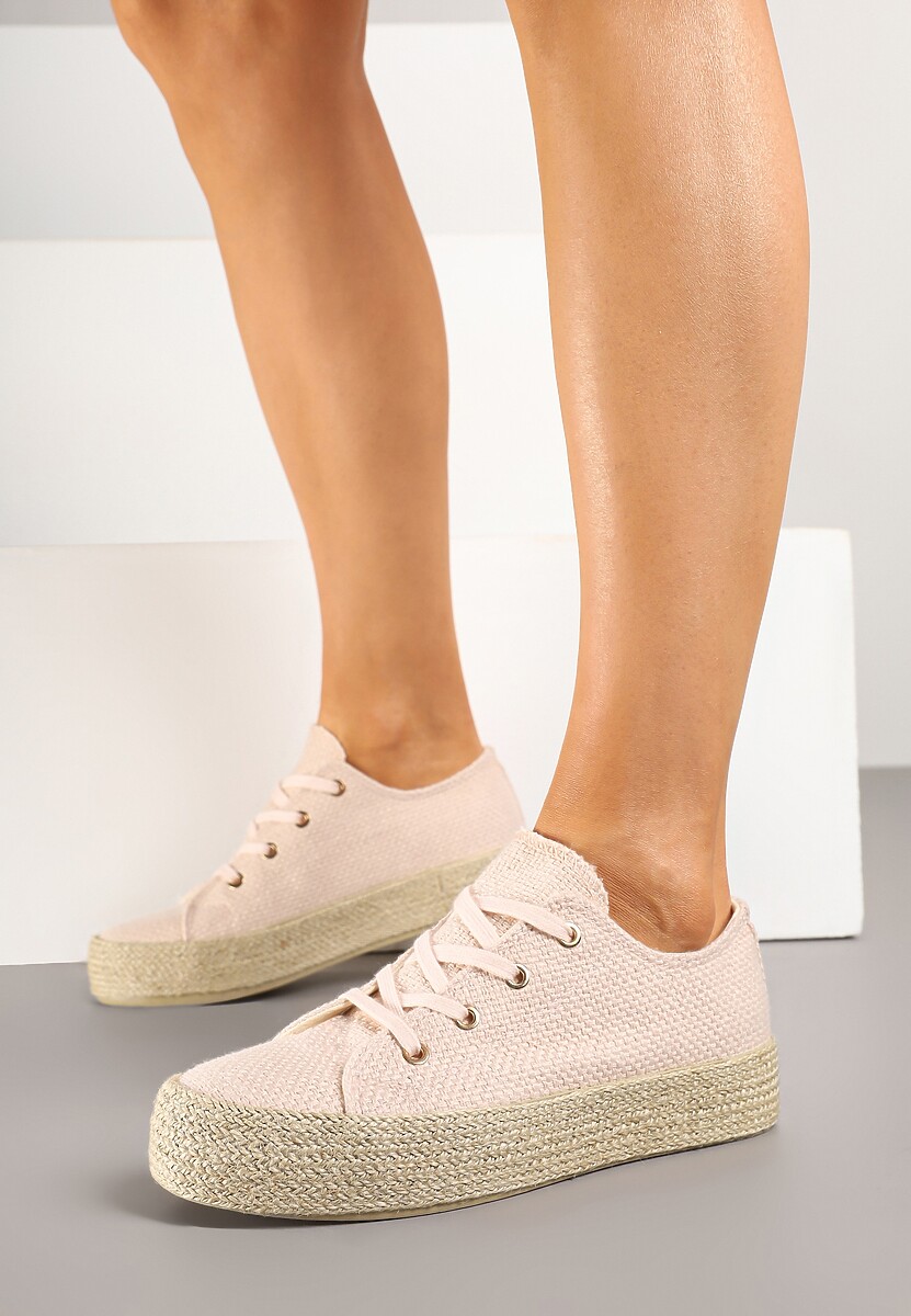 Różowe Trampki Ozdobione Plecionką Filatera