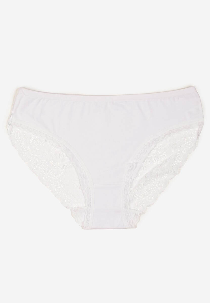 Białe Majtki Figi z Koronkowymi Wstawkami Amiora