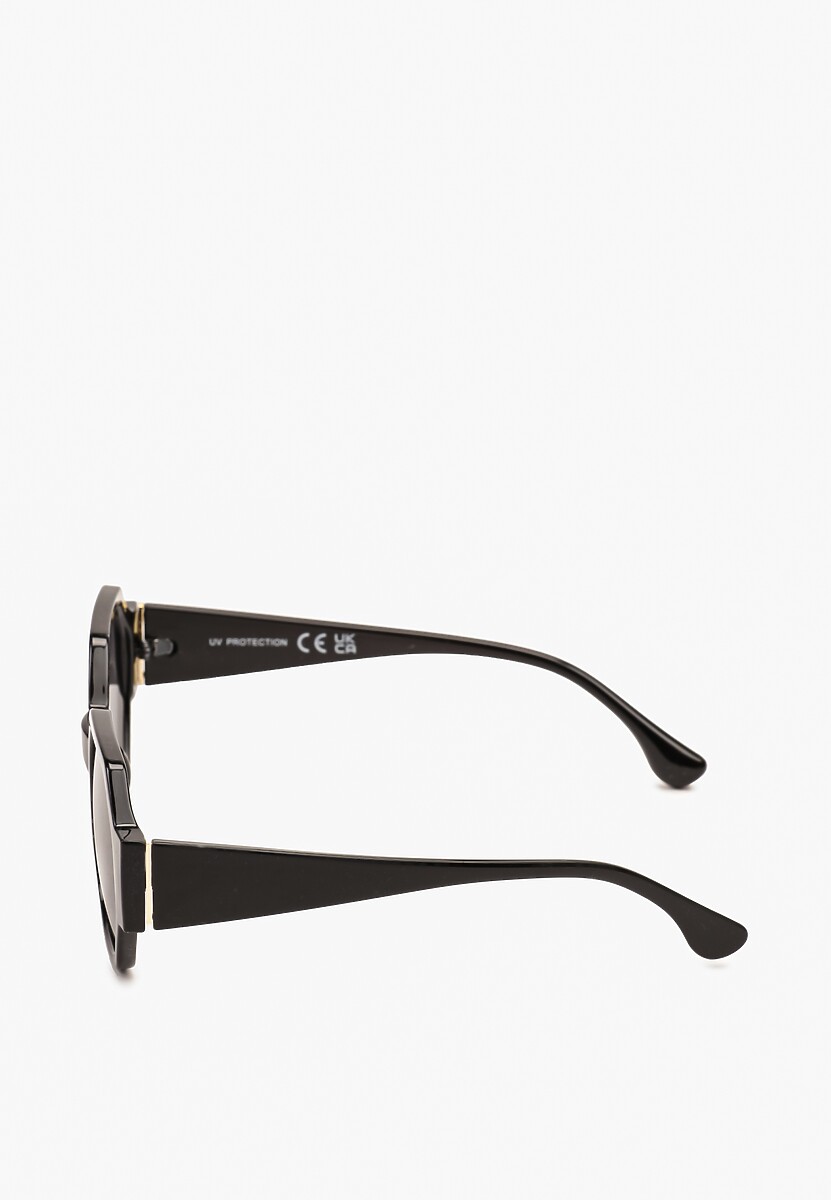 Czarne Geometryczne Okulary Przeciwsłoneczne z Filtrem UV Ranea