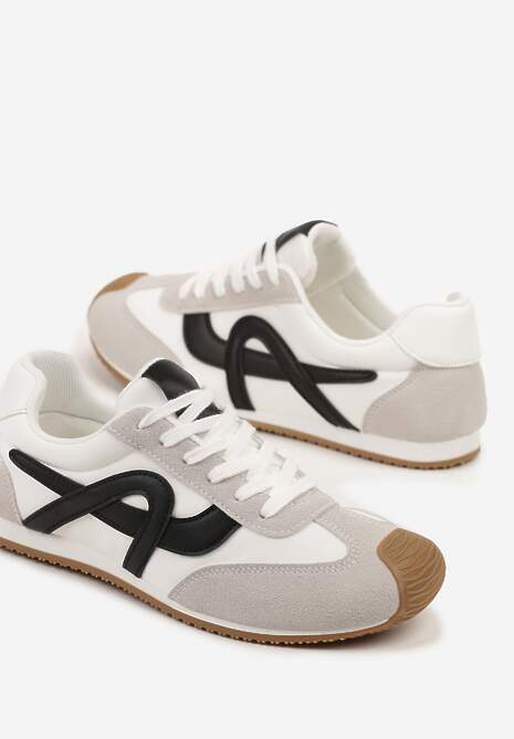 Białe Sneakersy z Geometrycznym Wzorem Arnenta