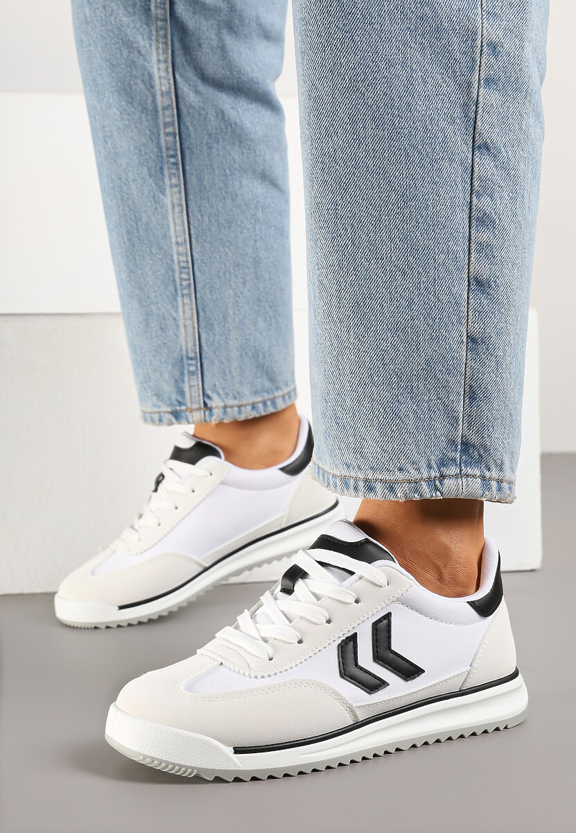 Białe Sneakersy ze Wzorem Strzałek Faltewia