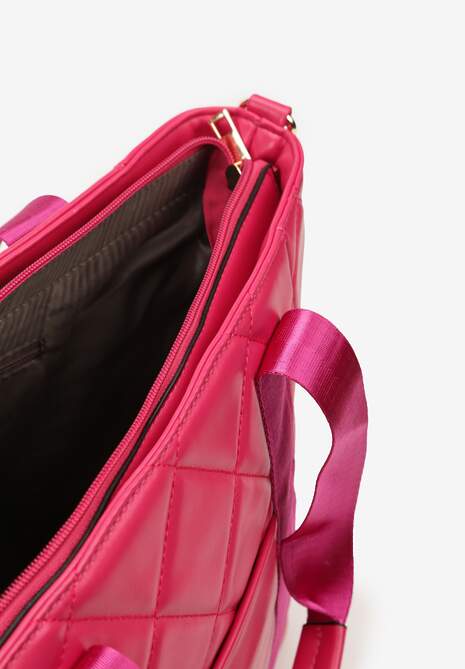 Różowa Pikowana Torebka z Odczepianym Paskiem i Frędzlami Ildeosa