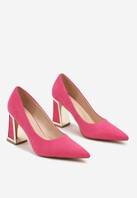 Fuksjowe Wsuwane Czółenka z Ekozamszu na Stożkowym Obcasie Nevinara