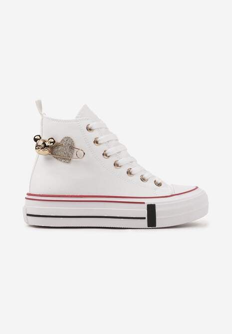 Białe Trampki za Kostkę Ozdobione Aplikacją 3D Vizana