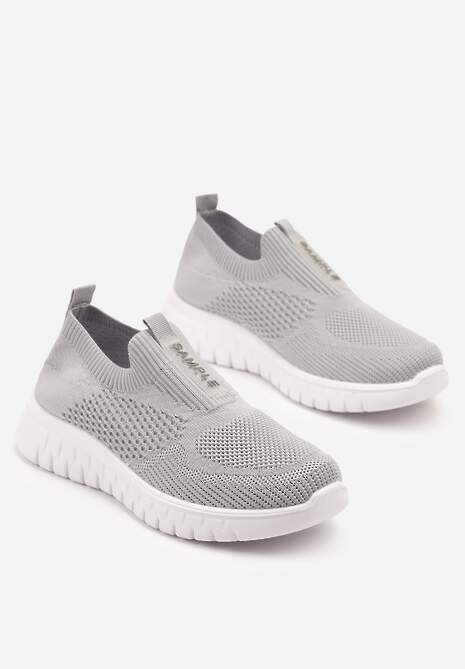 Szare Elastyczne Buty Sportowe Ozdobione Tłoczeniem Cleandra