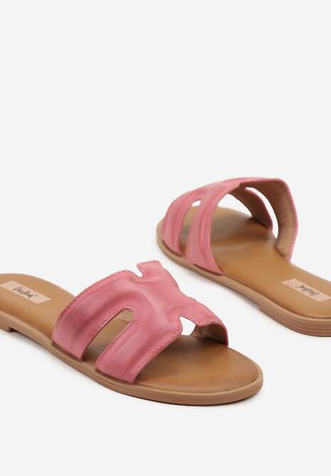 Różowe Klapki Basic z Wycięciami Varauri