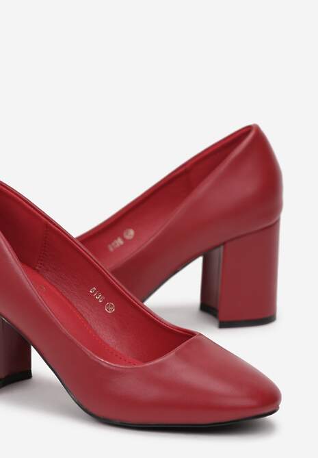 Bordowe Klasyczne Czółenka na Słupku Mogha