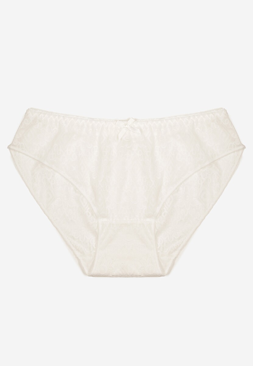 Białe Koronkowe Majtki Typu Figi z Ozdobną Kokardką Nilwia