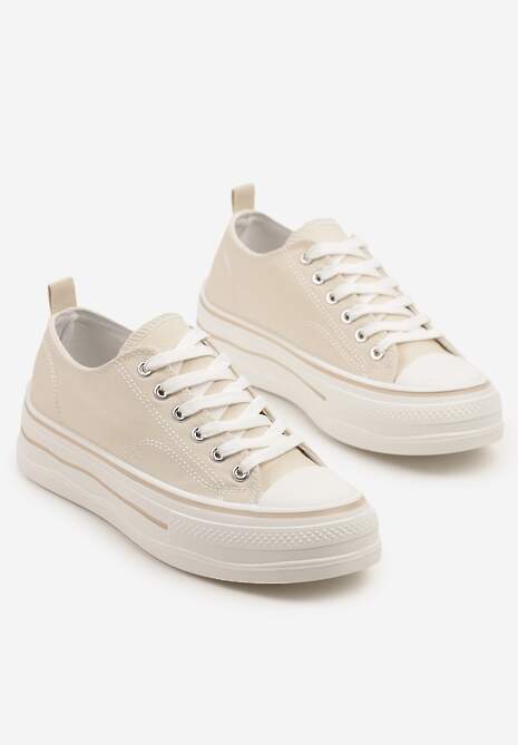 Beżowe Casualowe Trampki na Niskiej Platformie Natirinne
