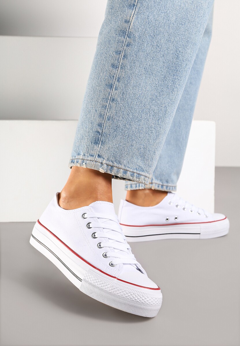 Biało-Czerwone Trampki Vices na Platformie z Niską Cholewką Tiloria