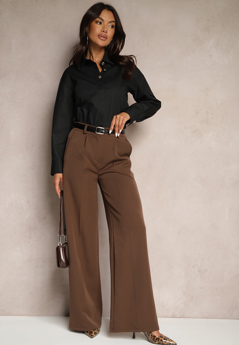 Czarna Koszula z Bawełny z Biżuteryjnymi Guzikami Felinae