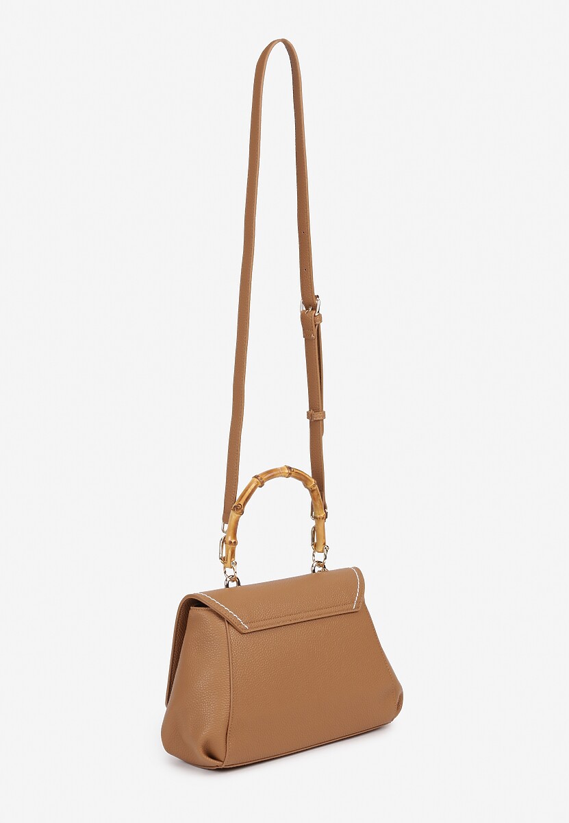 Brązowa Torebka o Trapezowym Kształcie z Klapą Rączką i Dodatkowym Paskiem Hrulla