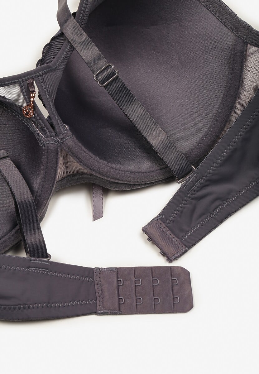 Fioletowo-Różowy Biustonosz Full Cup Zdobiony Koronką Raviera