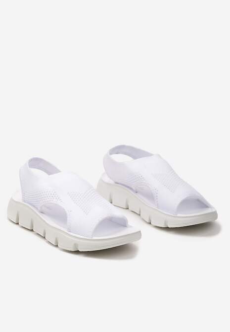 Białe Wsuwane Sandały z Materiałową Cholewką Aridema
