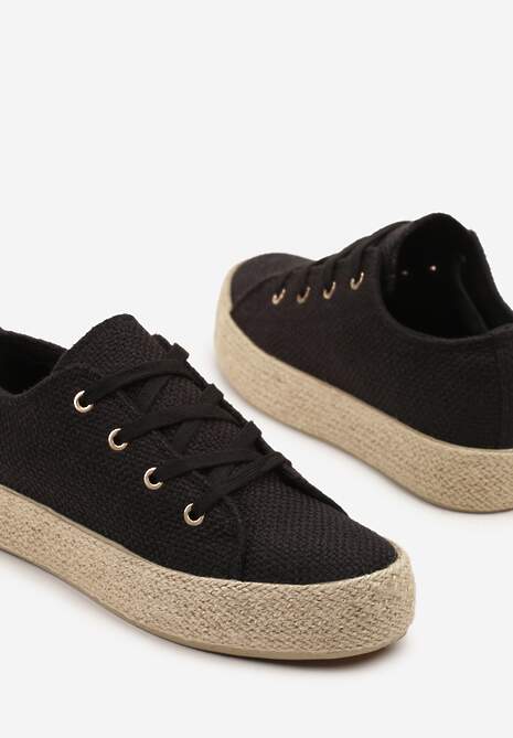 Czarne Trampki Ozdobione Plecionką Filatera