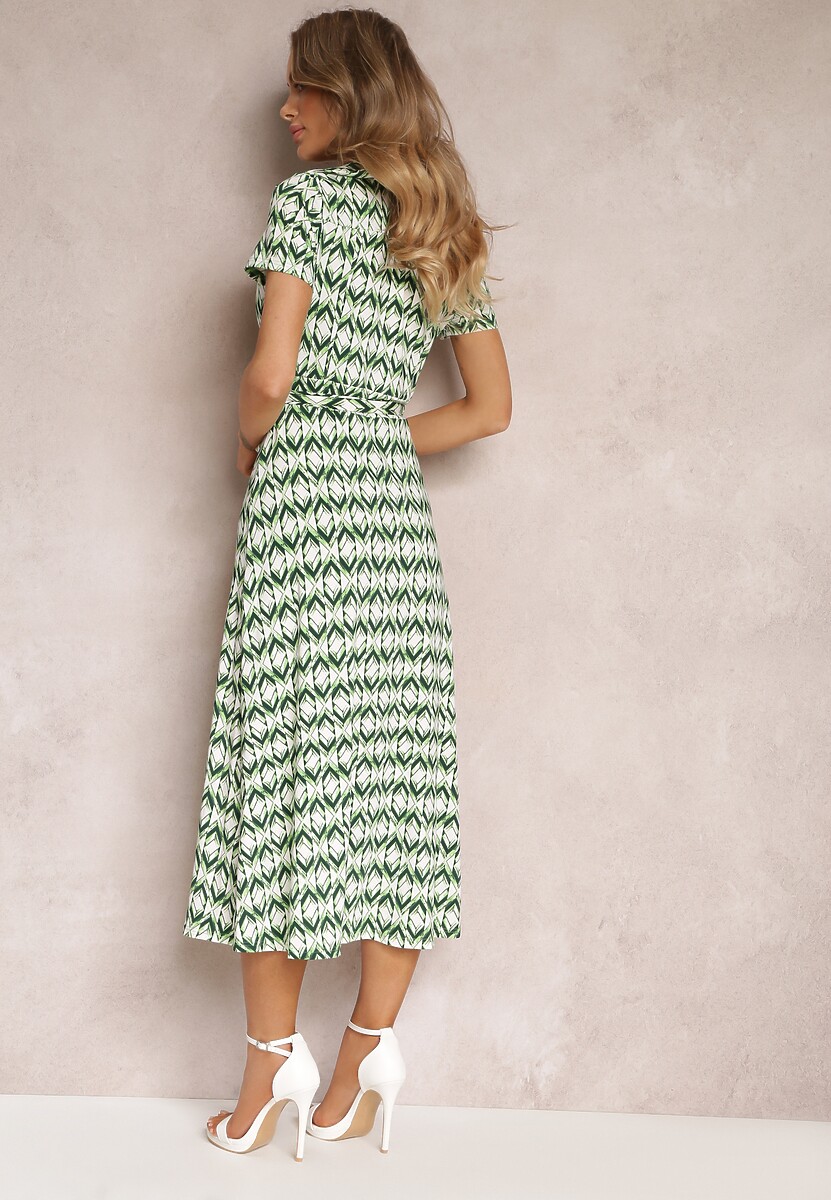 Zielona Sukienka Mamci Koszulowa Wiązana w Pasie Maevana